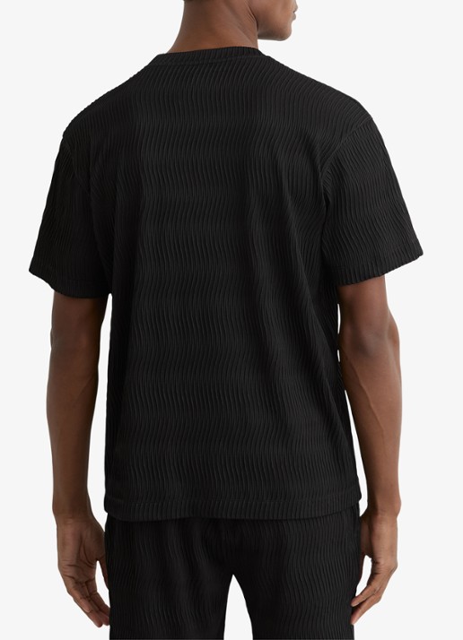 Reiss Cox T-shirt met structuur - achterkant 4 black / zwart