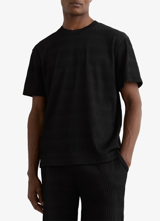 Reiss Cox T-shirt met structuur - detail black / zwart