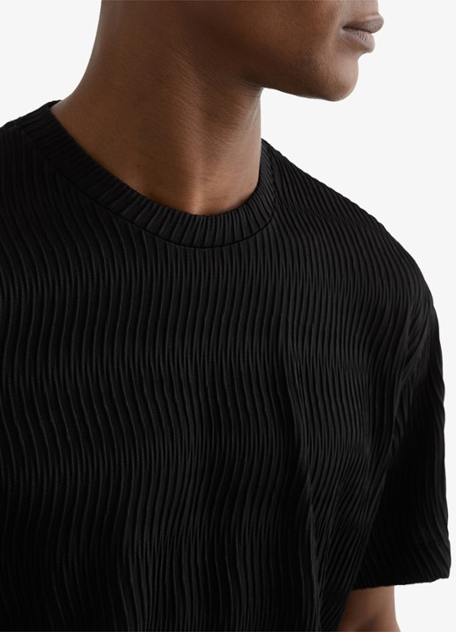 Reiss Cox T-shirt met structuur - detail 2 black / zwart