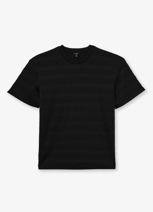 Reiss Cox T-shirt met structuur - voorkant 5 black / zwart