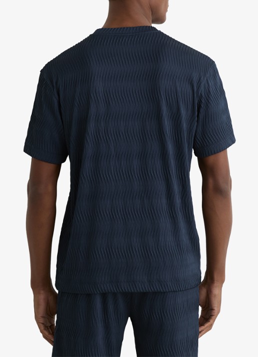 Reiss Cox T-shirt met structuur - achterkant 3 airforce blue / blauw