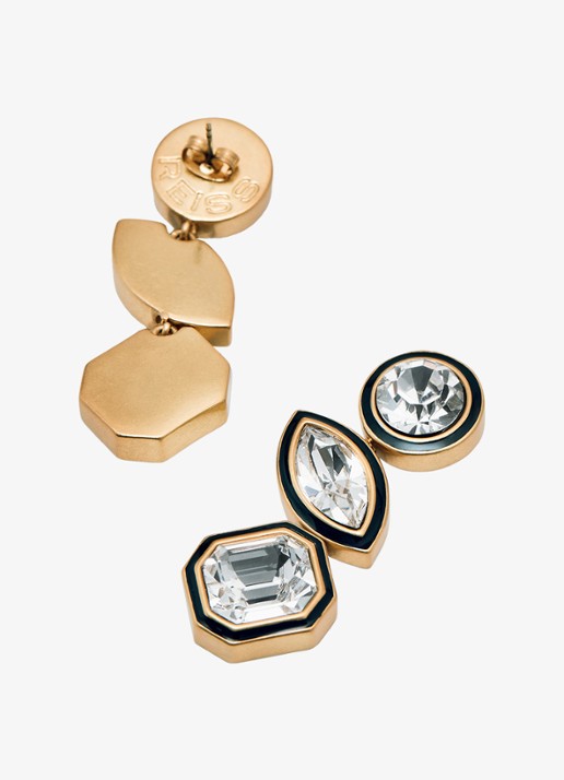 Reiss Crista oorstekers met kristal - detail 2 goud