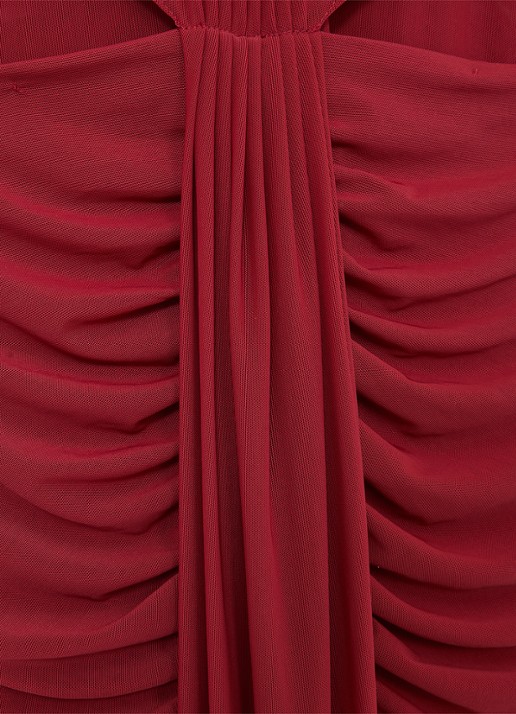 Reiss Daniella maxi jurk met halve col en plooidetail  - detail 7 bordeauxrood