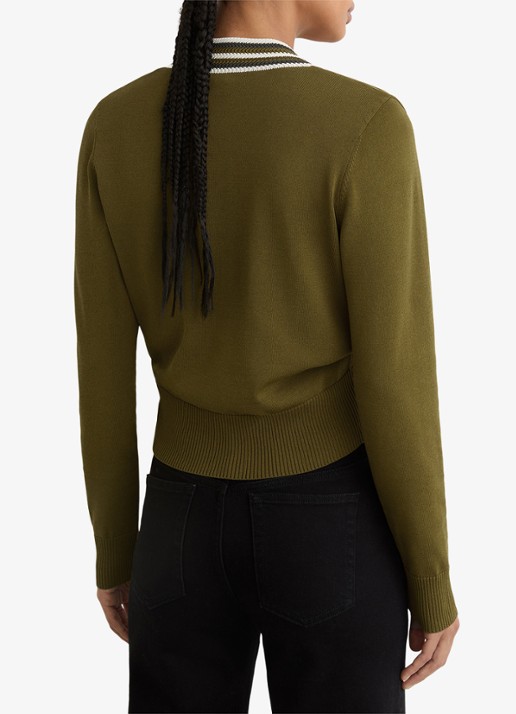 Reiss Danni fijngebreid vest met knoop detail - achterkant 6 bronsgroen
