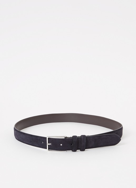 Reiss Dante riem van leer - voorkant donkerblauw