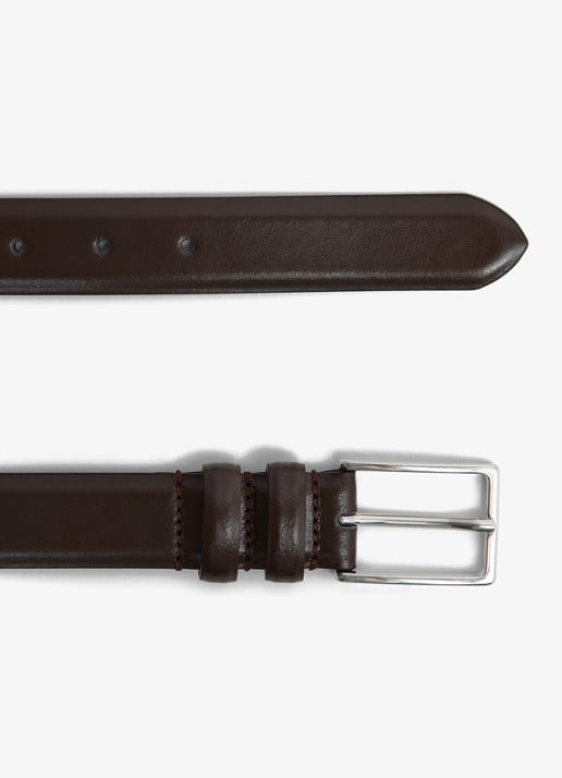 Reiss Dante riem van leer - detail 3 chocoladebruin