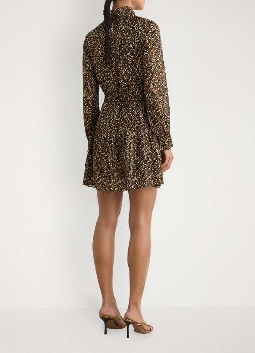 Reiss Darci mini jurk met bloemenprint en strikceintuur  - achterkant zwart