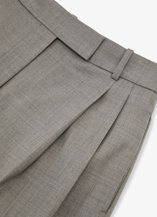 Reiss Darcy high waist wide fit pantalon in wolblend - detail 4 donkerbeige
