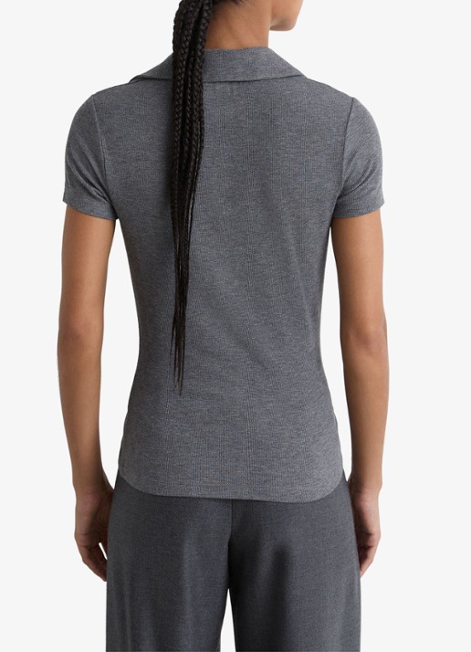 Reiss Daria slim fit polo met gemêleerd dessin - achterkant 5 middengrijs