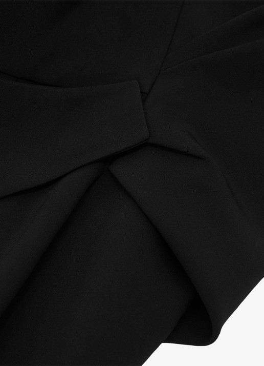 Reiss Dasha asymmetrische midi jurk met volants - detail 6 black / zwart