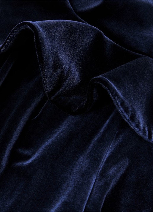 Reiss Dasha strapless wide leg jumpsuit van fluweel - detail 5 blauw