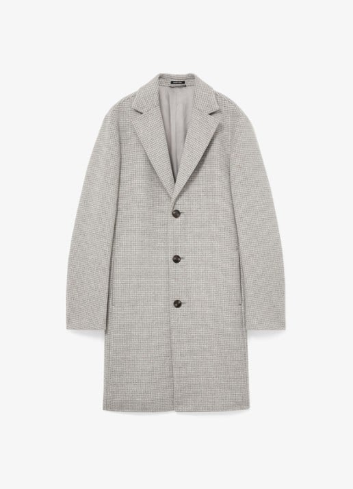 Reiss Dawn single-breasted mantel in wolblend met ruitdessin - voorkant soft grey / grijs