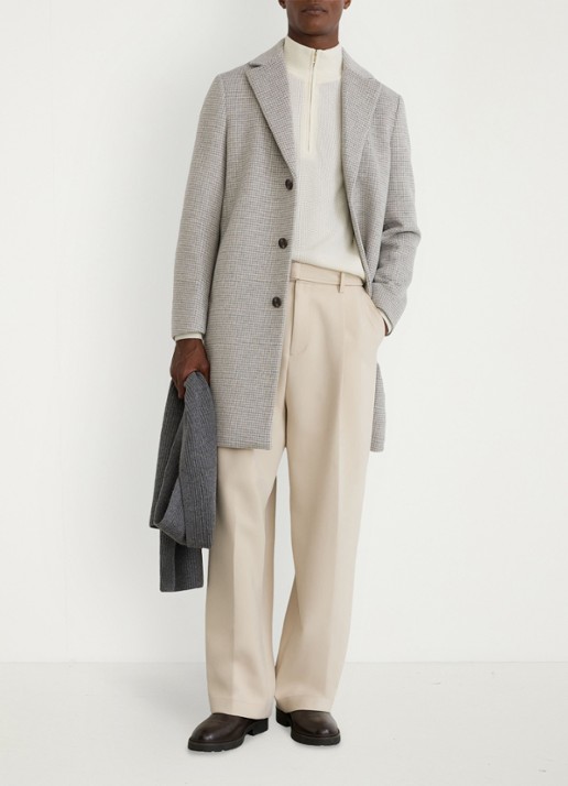 Reiss Dawn single-breasted mantel in wolblend met ruitdessin - voorkant 6 soft grey / grijs