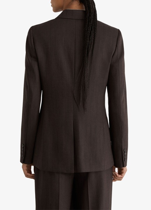 Reiss Dawson double-breasted blazer in wolblend - achterkant donkerbruin