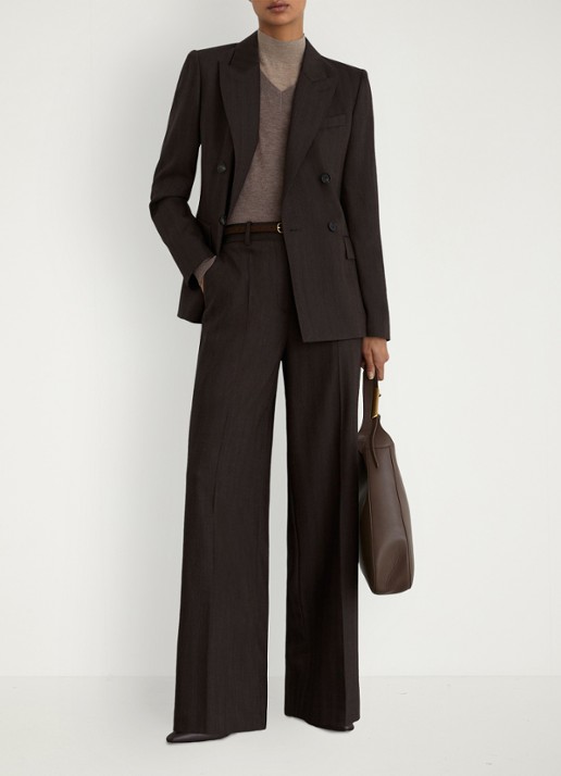 Reiss Dawson double-breasted blazer in wolblend - voorkant 7 donkerbruin