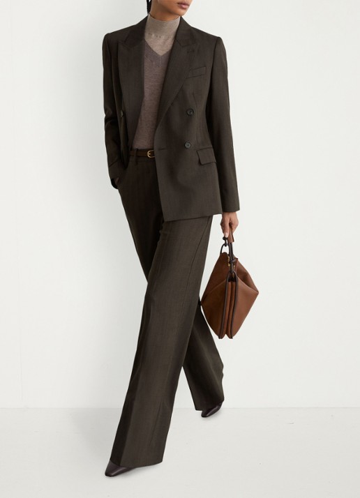 Reiss Dawson high waist wide fit pantalon met steekzakken - detail 4 chocoladebruin