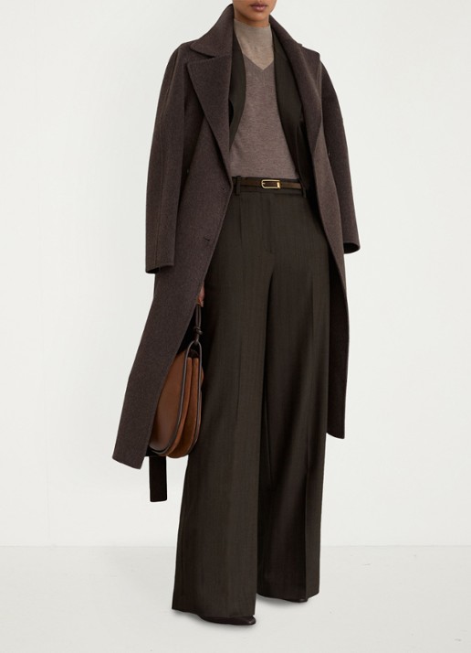 Reiss Dawson high waist wide fit pantalon met steekzakken - detail 5 chocoladebruin