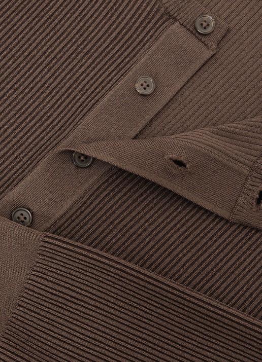 Reiss Declan longsleeve met ribstructuur - detail 6 chocoladebruin