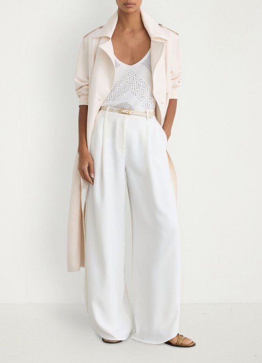 Reiss Deena high waist loose fit pantalon met split - voorkant 2 wit