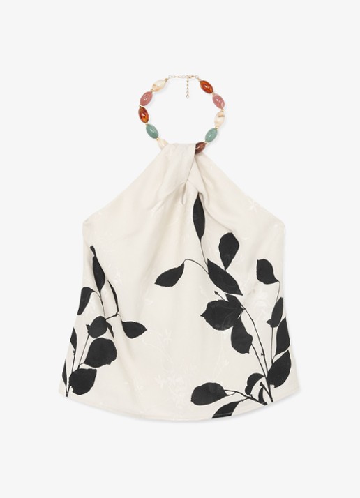 Reiss Delilah top met bloemenprint - voorkant ivoor