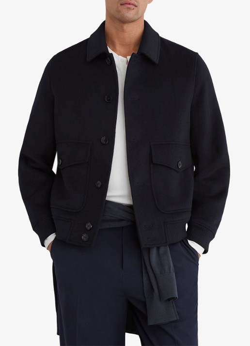 Reiss DELUCA bomberjack in wolblend  - detail 6 navy / blauw