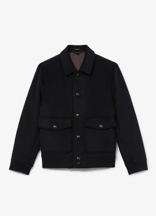 Reiss DELUCA bomberjack in wolblend  - voorkant navy / blauw