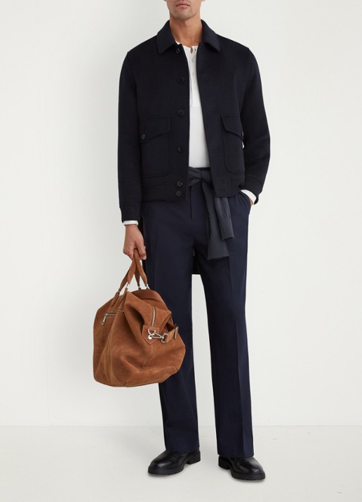 Reiss DELUCA bomberjack in wolblend  - voorkant 2 navy / blauw