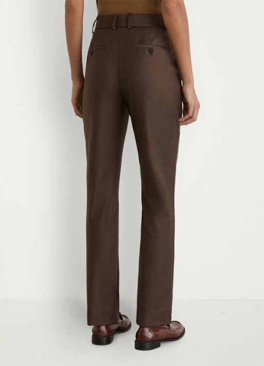 Reiss Derby high waist slim fit pantalon in wolblend - achterkant 7 bruin