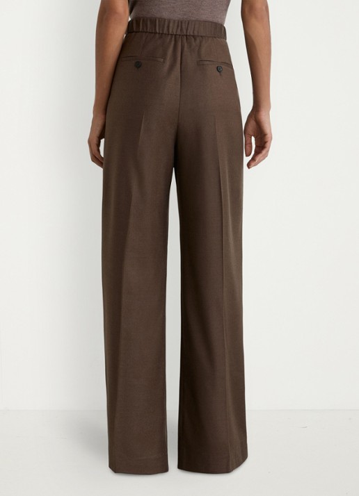 Reiss Derby high waist wide fit pantalon met trekkoord - achterkant bruin