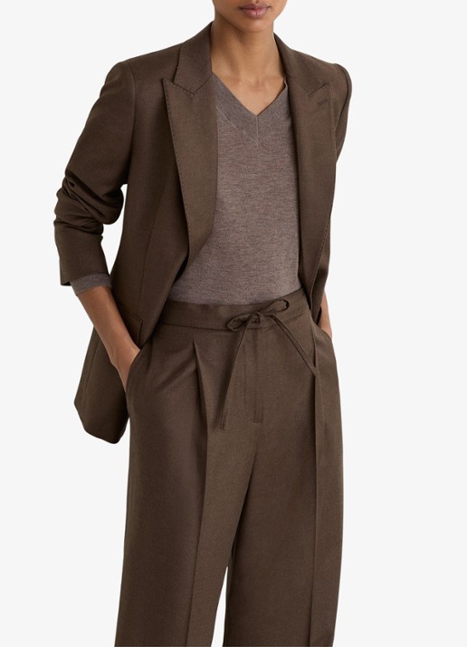 Reiss Derby high waist wide fit pantalon met trekkoord - detail 5 bruin