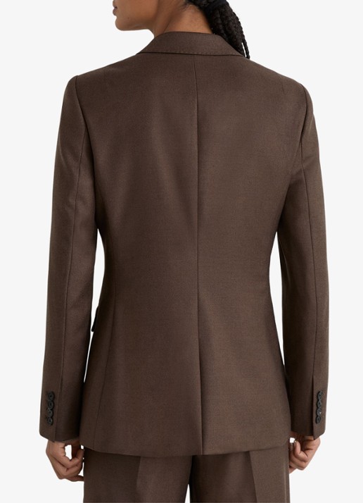 Reiss Derby single-breasted blazer in wolblend - achterkant bruin