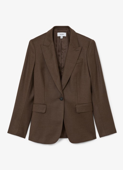 Reiss Derby single-breasted blazer in wolblend - voorkant 6 bruin