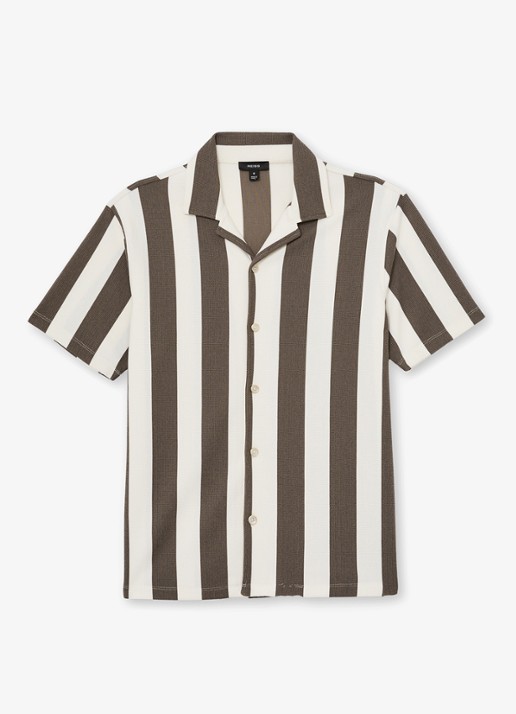 Reiss Dexter overhemd met streepprint  - voorkant 2 bruin