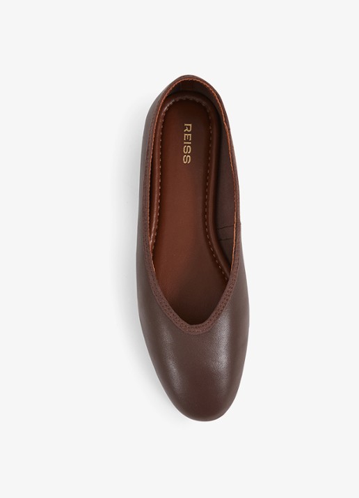 Reiss Dina ballerina van leer - voorkant 2 bruin