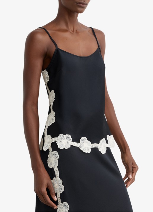 Reiss Doa top van satijn met bloemborduring