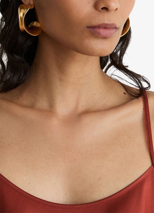 Reiss Doa top van satijn met bloemborduring - detail 4 oranjerood