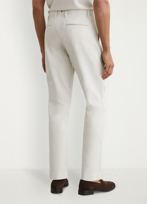 Reiss Dobby straight fit chino van katoen  - achterkant gebroken wit