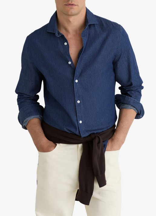 Reiss Don slim fit overhemd van chambray