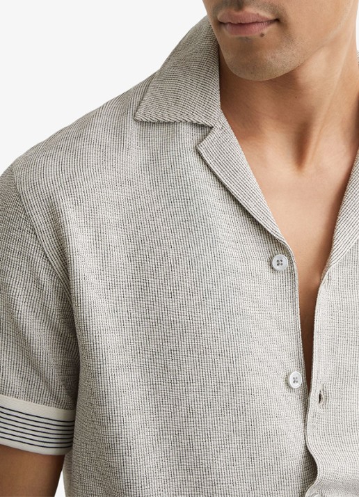 Reiss Dornie regular fit overhemd met streepprint - detail 4 zwart