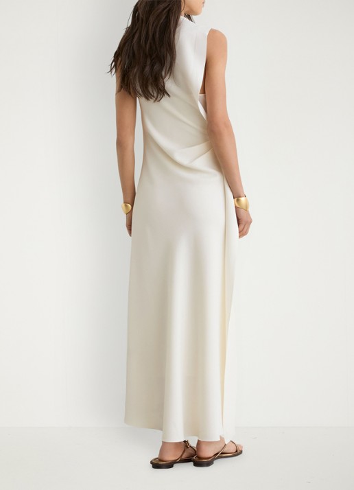 Reiss Dorota midi jurk met watervalhals - achterkant 7 wit