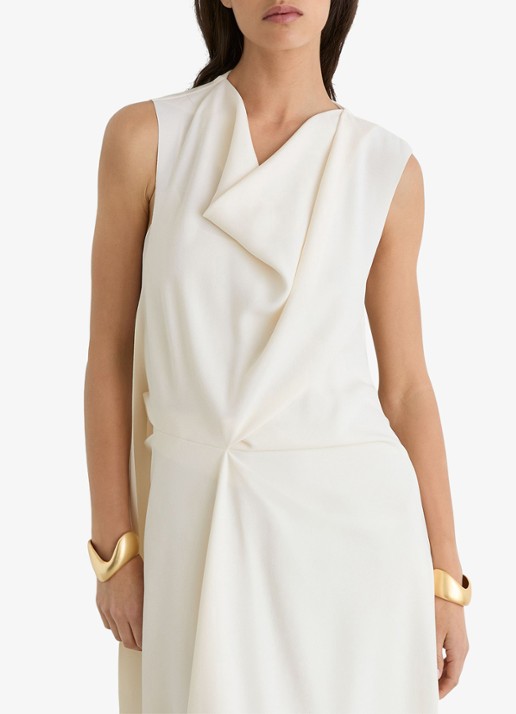 Reiss Dorota midi jurk met watervalhals - detail 4 wit