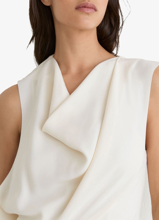 Reiss Dorota midi jurk met watervalhals - detail 5 wit