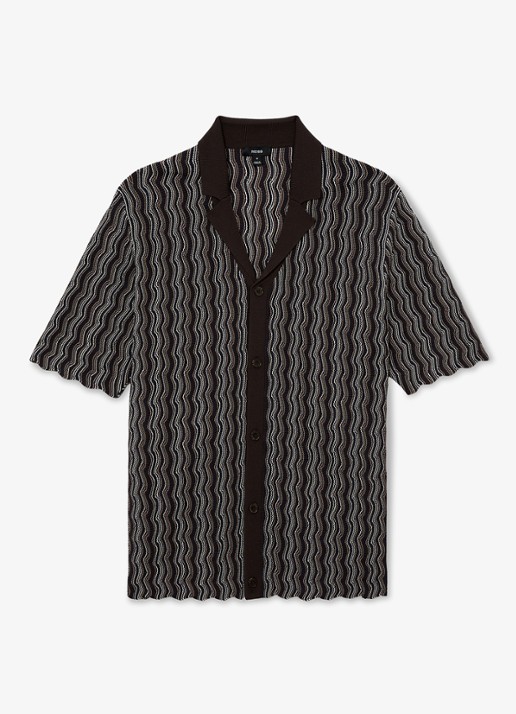 Reiss Drake regular fit overhemd met structuur - voorkant 2 brown / bruin