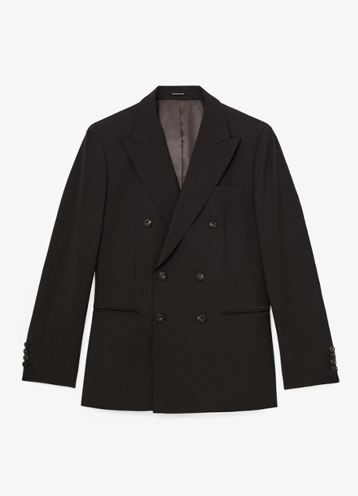 Reiss Dream double-breasted regular fit colbert in wolblend  - voorkant 5 donkerbruin