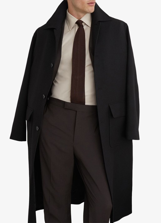 Reiss Dream regular fit pantalon in wolblend - detail 5 donkerbruin