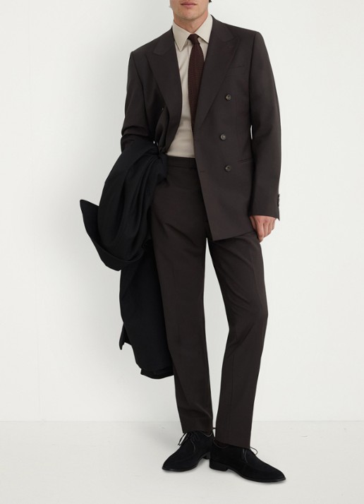 Reiss Dream regular fit pantalon in wolblend - detail 6 donkerbruin