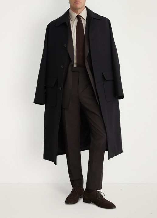 Reiss Dream regular fit pantalon in wolblend - voorkant 2 donkerbruin