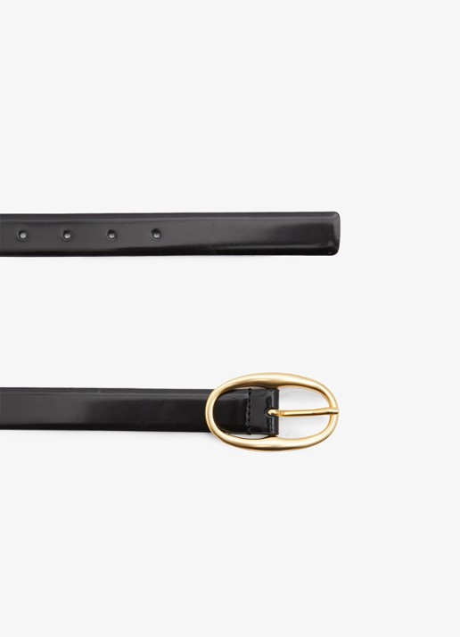 Reiss Drew riem van lakleer - detail black / zwart