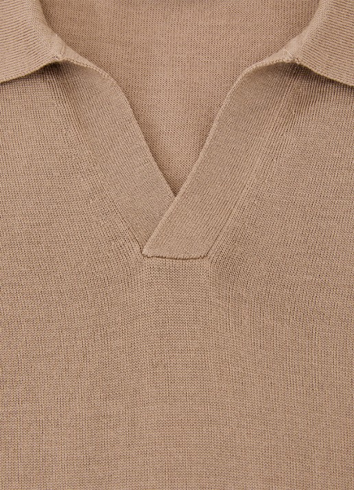 Reiss Duchie regular fit polo van merino wol - detail 5 camel