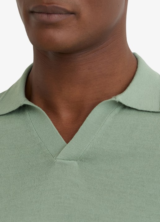 Reiss Duchie regular fit polo van merino wol - detail 2 lichtgroen